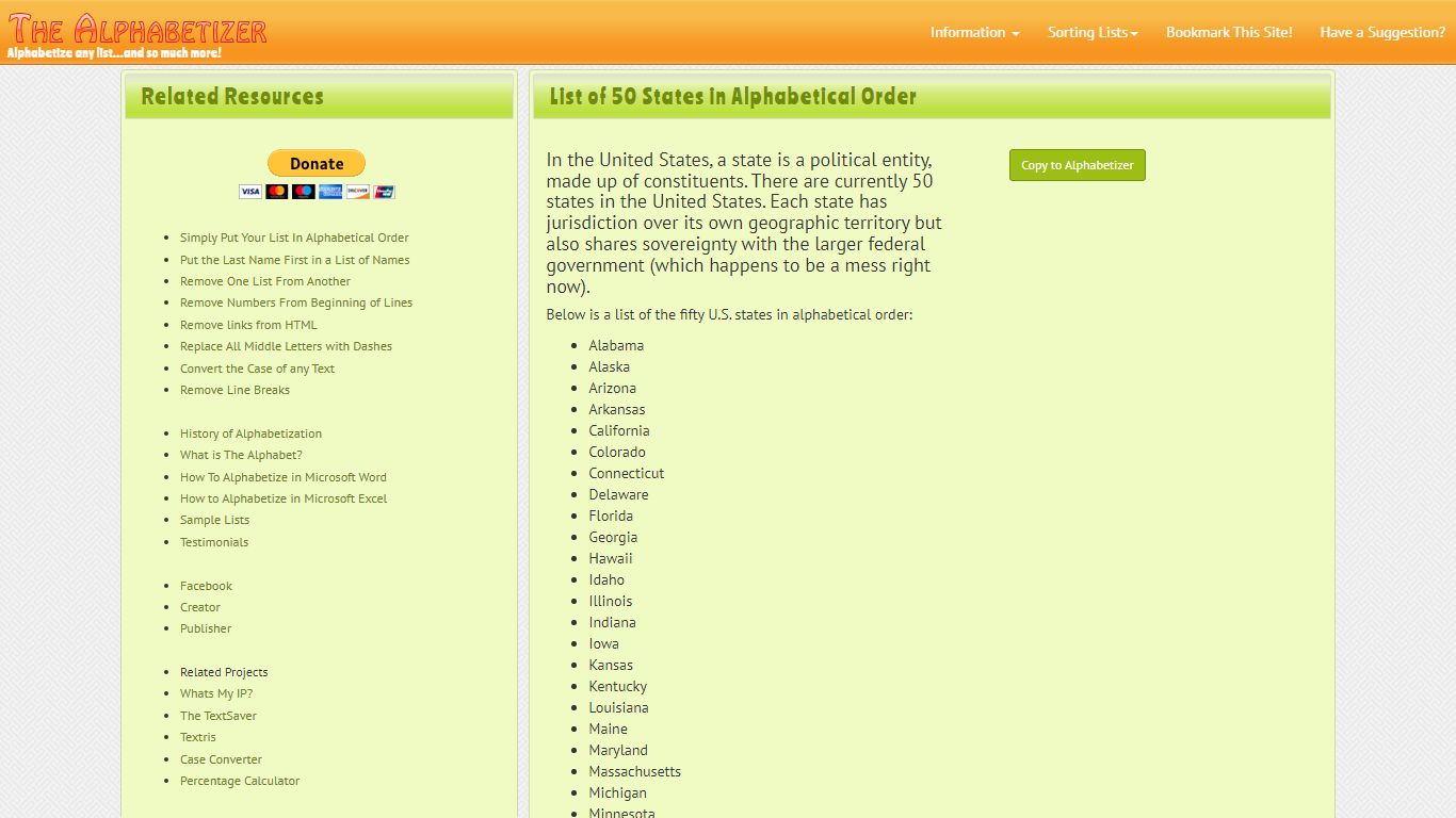 List of 50 States in Alphabetical Order - Flap.TV